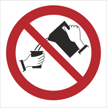 Znak Zakaz trzymania ręką kubków przy zalewaniu wrzątkiem na Folii Samoprzylepnej (644)