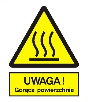 Znak uwaga gorąca powierzchnia na płycie PCV (322)