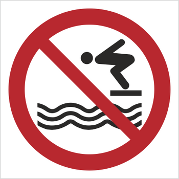 Znak Zakaz skoków do wody na Folii Samoprzylepnej (653)