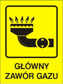 Znak główny zawór gazu na płycie PCV (870-01)