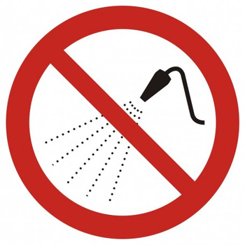 Znak Zakaz spryskiwania wodą na Folii Samoprzylepnej (GAP016)