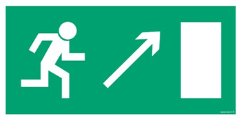Znak kierunek do wyjścia drogi ewakuacyjnej w górę w prawo (AC015) Signproject