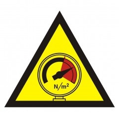 Znak ostrzeżenie przed wysokim ciśnieniem na Folii Samoprzylepnej (JA 006)