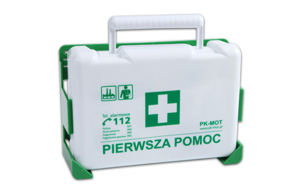 Apteczka pierwszej pomocy BD NEW DIN 13164 + ustnik z wieszakiem biała