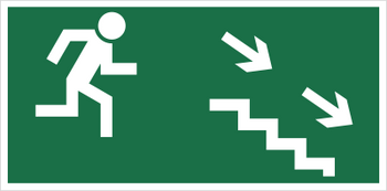 Znak kierunek do wyjścia drogi ewakuacyjnej schodami w dół na prawo (106) Techem