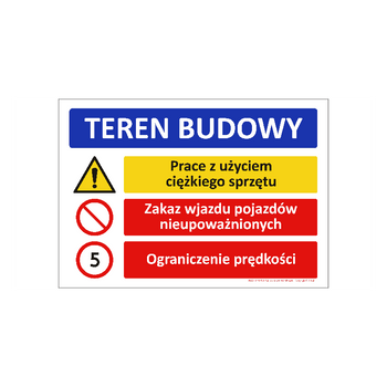 Znak Teren budowy Prace z użyciem ciężkiego sprzętu (T022)