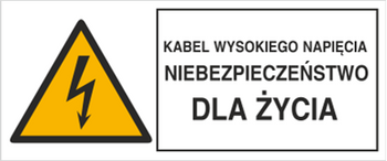 Znak Kabel wysokiego napięcie niebezpieczeństwo dla życia na Folii Samoprzylepnej (330-03b)