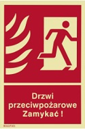 Znak drzwi przeciwpożarowe. Zamykać! (prawe)