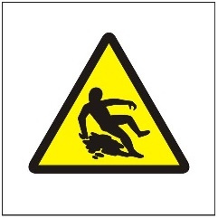 Znak ostrzeżenie przed śliską nawierzchnią na płycie PCV (314)