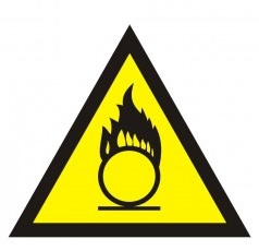 Znak ostrzeżenie przed substancjami o właściwościach utleniających na płycie PCV (JA 017)