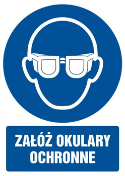 Znak Załóż okulary ochronne na płycie PCV (GL003)