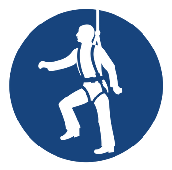 Znak nakaz używania pasów bezpieczeństwa na płycie PCV (410)