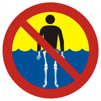 Znak Bezwzględny zakaz kąpieli- woda silnie skażona na Płycie PCV (OH017)