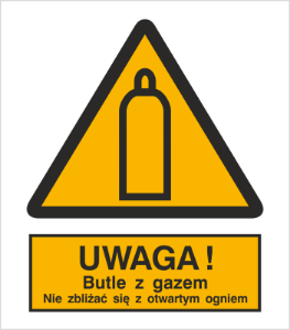 Znak uwaga butle z gazem nie zbliżać się z otwartym ogniem (321-01)