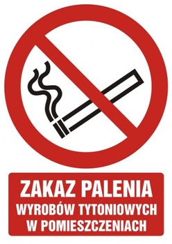 Znak zakaz palenia wyrobów tytoniowych w pomieszczeniach na Folii Samoprzylepnej (GC068)
