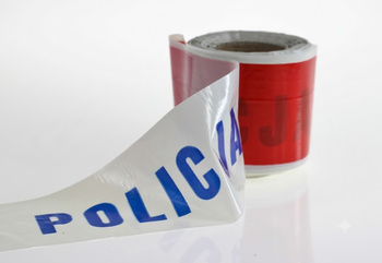Taśma ostrzegawcza POLICJA biało-czerwona 80mm/100m