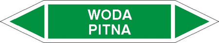 Tabliczka na rurociągi Woda pitna znak na Folii Samoprzylepnej (800-17)