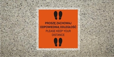 Znak antypoślizgowy zachowaj odpowiednią odległość PLEASE KEEP YOUR DISTANCE