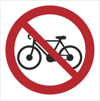Znak Zakaz wprowadzania rowerów na płycie PCV (612-01)