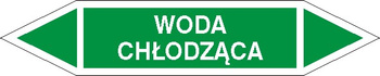 Tabliczka na rurociągi Woda chłodząca znak na Folii Samoprzylepnej (R-W14)