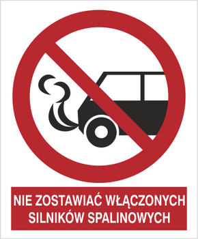 Znak nie zostawiać włączonych silników spalinowych na płycie PCV (646)