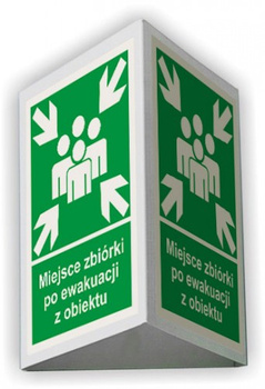 Znak przestrzenny - Miejsce zbiórki po ewakuacji z obiektu różne rozmiary
