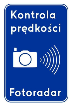 Znak informacyjny METALOWY Kontrola Prędkości- Fotoradar (D51)