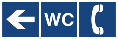 Znak WC telefon (kierunek w lewo) na płycie PCV (865-02)