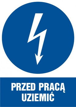 Znak Przed pracą uziemić na płycie PCV (HE005)
