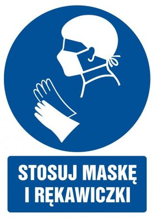 Znak stosuj maskę i rękawiczki na Folii Samoprzylepnej (GL029)