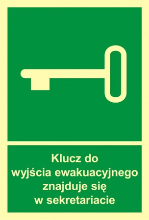 Znak klucz do wyjścia ewakuacyjnego znajduję się w sekretariacie (AC033)