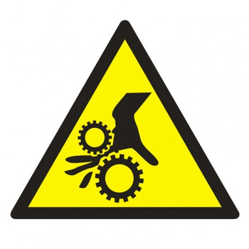 Znak Uwaga! Wirujące elementy na Folii Samoprzylepnej (GE014)