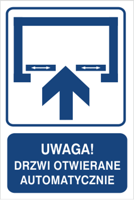 Znak Uwaga! Drzwi otwierane automatycznie na Folii Samoprzylepnej (823-122)