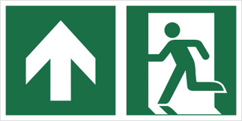 Znak kierunek do wyjścia ewakuacyjnego w górę Lewostronny (E01-GG) (ISO 7010) Techem