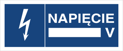 Znak Napięcie...V na płycie PCV (530-10b)