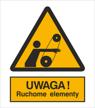 Znak Ostrzeżenie przed ruchomymi elementami na płycie PCV (346)