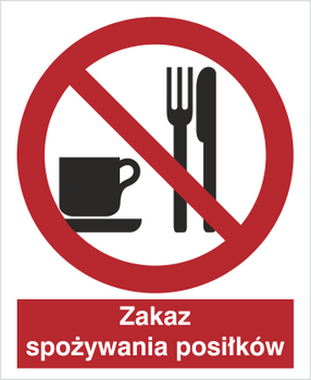 Znak zakaz spożywania posiłków na Folii Samoprzylepnej (611)
