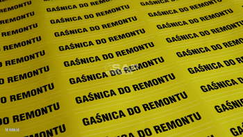 Naklejka informacyjna – GAŚNICA DO REMONTU (Żółta) 1 szt.