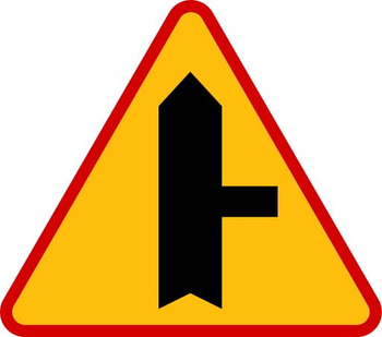 Znak ostrzegawczy METALOWY Skrzyżowanie z drogą podporządkowaną występującą po prawej stronie (A6b)