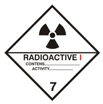 Nalepka materiały promieniotwórcze kategoria I