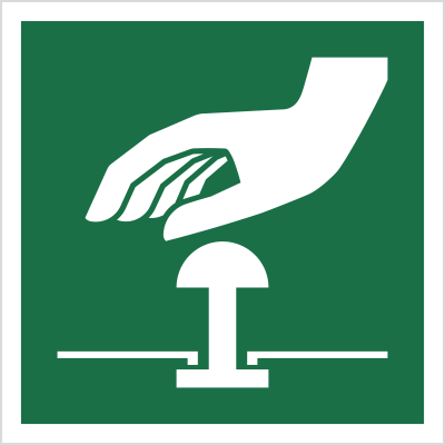 Znak przycisk awaryjnego zatrzymania (E20) (ISO 7010) Techem