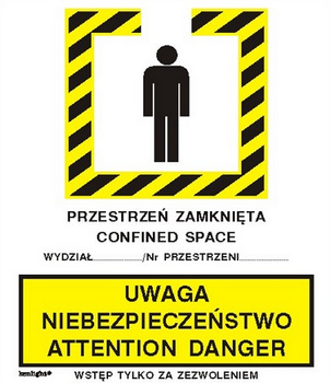 Znak uwaga niebezpieczeństwo. Attention danger na płycie PCV (340)