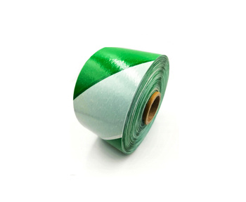 Taśma ostrzegawcza biało-zielona 70mm/500m