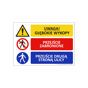 Znak Teren budowy -Uwaga głębokie wykopy (T023)