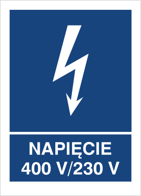 Znak napięcie 400V/230V na Folii Samoprzylepnej (530-22)