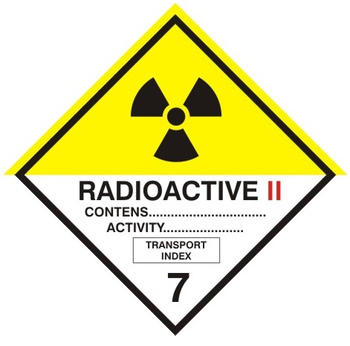 Nalepka materiały promieniotwórcze kategoria II