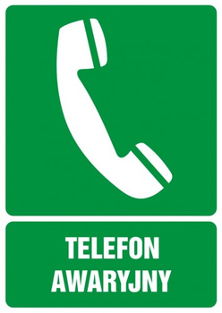 Znak telefon alarmowy na płycie PCV (GI006)