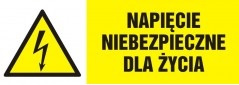 Znak Napięcie niebezpieczne dla życia na Folii Samoprzylepnej (HB002)