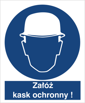 Znak nakaz stosowania ochrony głowy na płycie PCV (403)