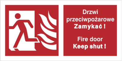 Znak drzwi przeciwpożarowe. zamykać! fire door keep shut! (w lewo) (217-02) Techem
